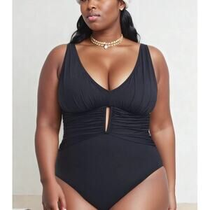 NWT Bleu Rod Beattie Black One Piece Womens Swimsuit Resort Vacation 16